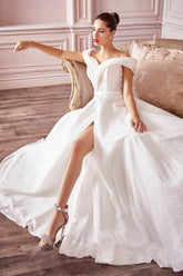 Glitter Long Plus Size Wedding Dress